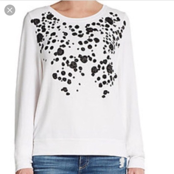 Wildfox | White Black Dalmatian Glitter 3D Spotted Jumper Long Sleeve Sweater XS - Picture 3 of 16